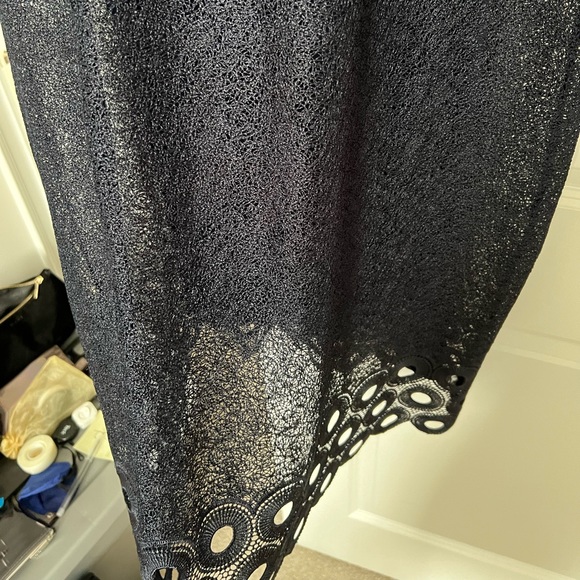 Beaded Navy Blue Lace Dress with Slip (included) - Size 16 - Picture 6 of 7